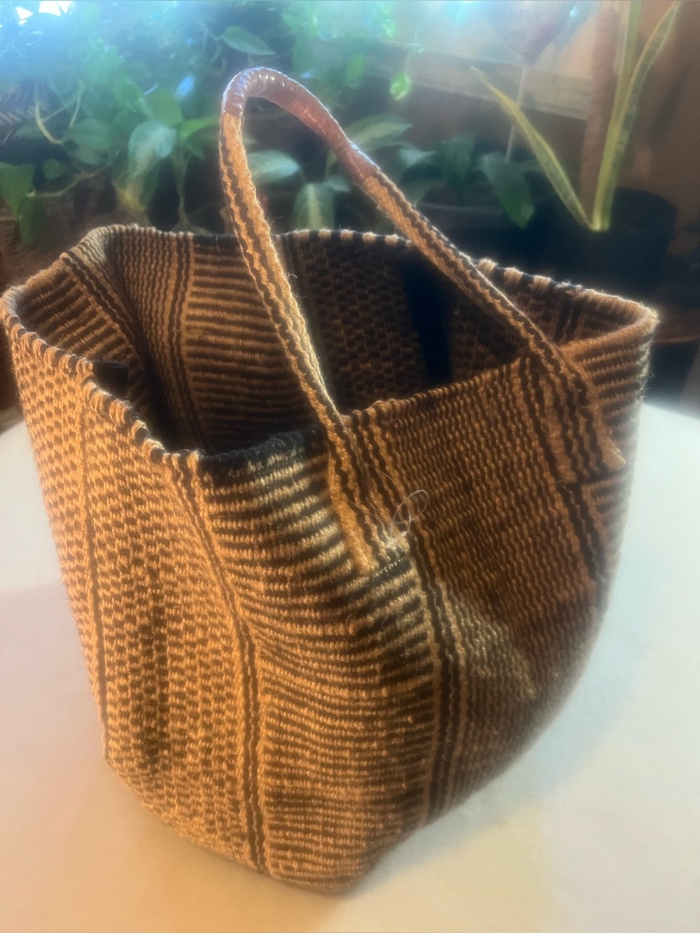Lucky Brand Knit Tote in Beige and Brown Woven Stripe - Picture 2 of 8
